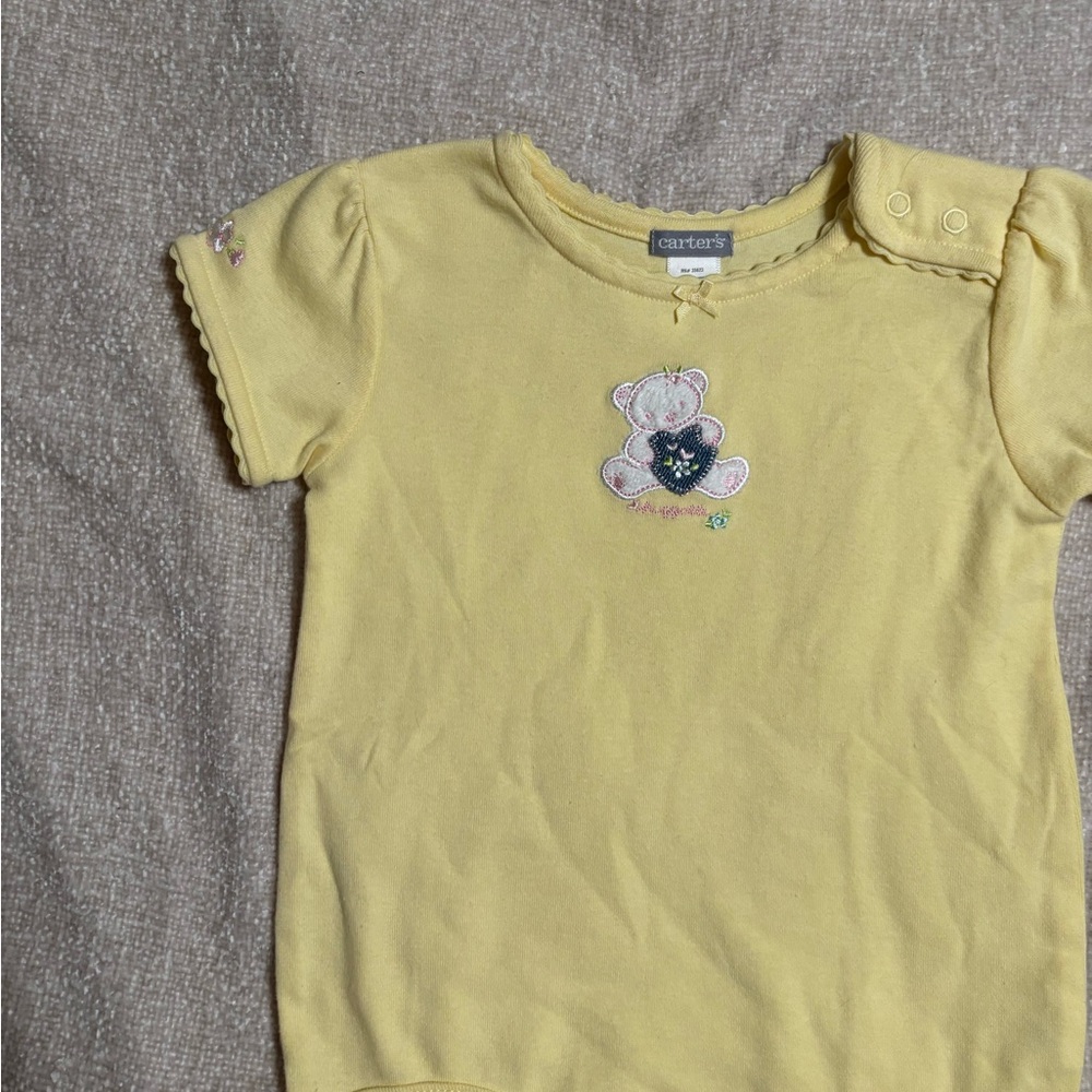 Vintage Carter's Yellow Baby Girl Short-Sleeve Bodysuit